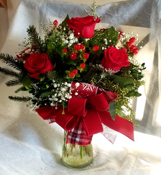 1/2 Dozen Red Roses Holiday from Lazy Daisy Flowers and Gifts in Keysville, VA